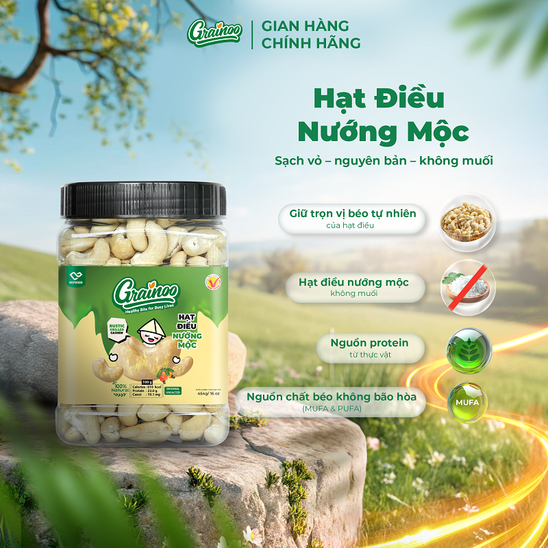 Hạt điều nướng mộc 454g